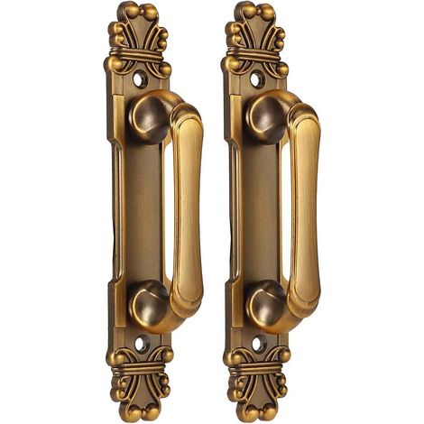 CCYKXA 2 Pièces Poignées de Porte Vintage, Poignées de Meubles de Grange coulissante Style Européen Antique Matériel D'Armoire Laiton Antique Armoire Boucle Boutons de Tiroir (1/5)