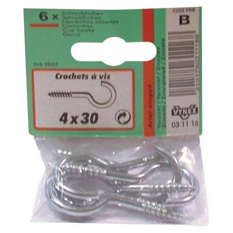 Crochet zingue Vynex 4x30 mm 6 pieces (1/2)