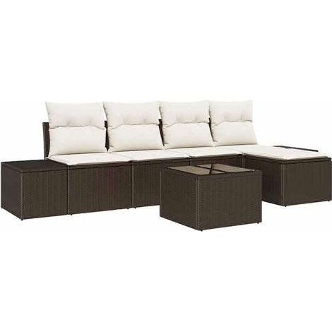Ensemble de canapé de jardin - FAFEICY - 3347028 - Marron polyrotin - Modulable - Résistant UV & intempéries (1/5)