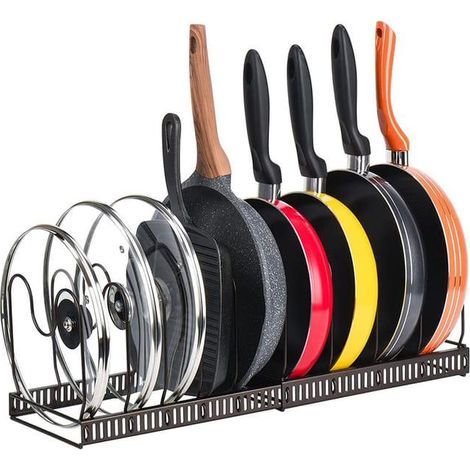 Égouttoir de rangement de cuisine 58x18x18cm, support de rangement pour casseroles avec compartiment de rangement de cuisine (1/4)