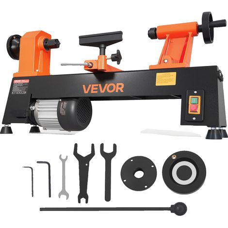 Torno para madera Vevor de 1/2 hp, torno de sobremesa de 355 x 1016 mm, 4 velocidades (720/1240/1750/2150 rpm), con soporte para herramientas, llaves, mesa y alta resistencia. (1/2)