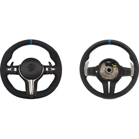 Volant de voiture, compatible avec BMW, cuir et alcantara, compatible avec palettes de changement de vitesses, Kit de couverture en carbone E90 (1/2)