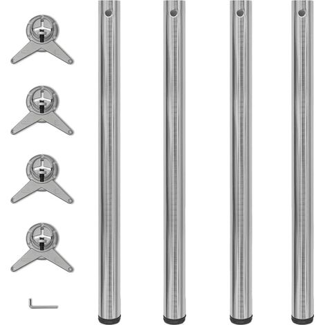 4 Patas de mesa ajustables en alturas 870 mm color níquel pulido vidaXL