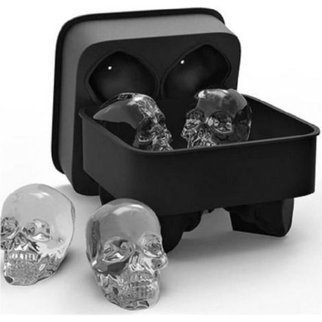 Stampo per cubetti di ghiaccio - Panlom - Teschio 3D - Silicone alimentare - 5 x 6,3 cm - Nero (1/4)