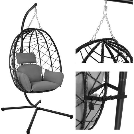 Balancelle suspendue de jardin avec coussins imperméables, capacité de 150 kg (1/5)