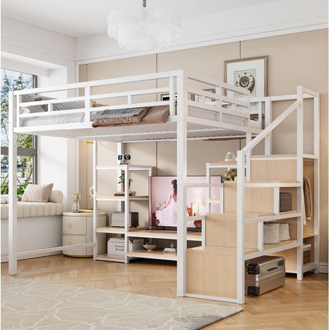 letto matrimoniale 140x200 con presa salvaspazio bianco HAVRYA (1/5)