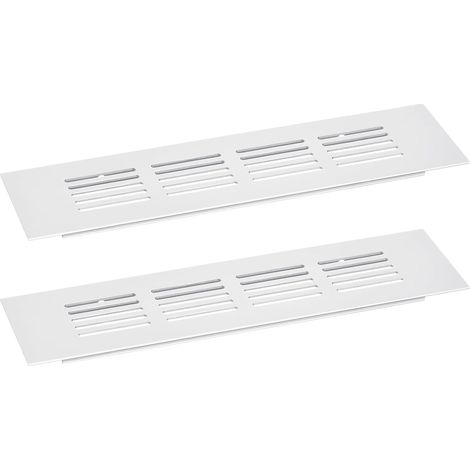 Grille de Couverture de Bouches d'Aération, 2 Pièces 200 x 60 mm - Grille de Retour d'Air en Alliage d'Aluminium, Grille de Ventilation Rectangulaire à Persiennes (Argent) (1/5)