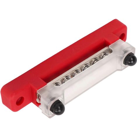Bloc de distribution électrique 48 V 150 A à 6 bornes avec couvercle, goujons M6 et vis M4 pour voiture, camping-car, caravane, bateau, rouge (1/5)