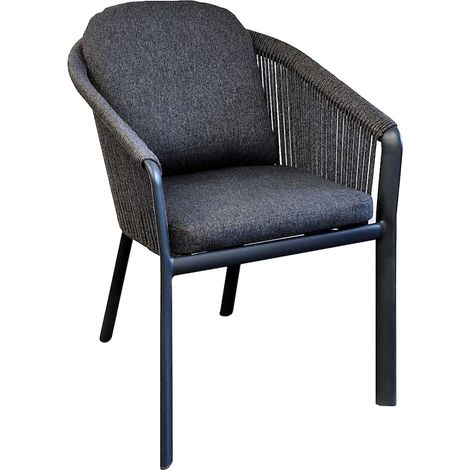 PROLOISIRS Fauteuil repas - BELLADONE - Graphite gris - Aluminium époxy et rope