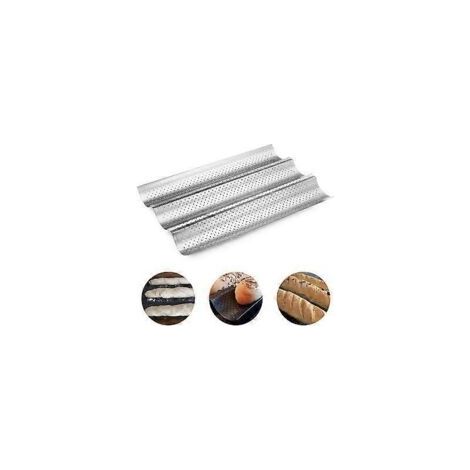 Sartén para baguettes de acero al carbono, doble revestimiento antiadherente, diseño robusto, crujiente perfecto, corteza dorada garantizada, fácil de limpiar, resistente al calor - Crezuo