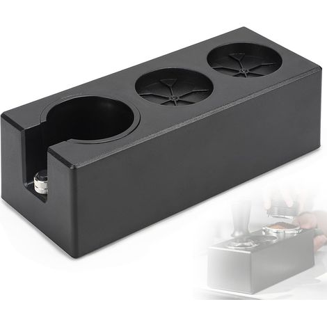 Stazione pressino regolabile per caffè 51-58 mm, stazione pressino per caffè espresso in ABS, organizer universale per accessori da barista, nero (1/5)