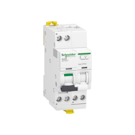 Schneider - Acti9 iDT40 - Disjoncteur 40A courbe C + Bloc Vigi 40A 30mA type ASI - Ru00e9f. : A9P22640 + A9Y64640 (1/4)