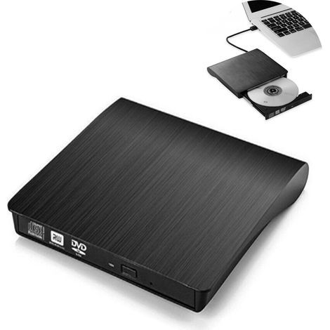 Lecteur CD DVD Externe - USB 3.0 - Compatible Windows et Mac - Pour Ordinateur Portable et Fixe - 14 6 x 14 3 x 1 6 cm - Noir (1/5)