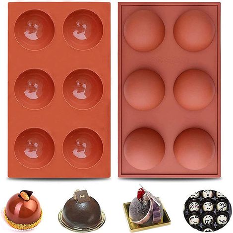 Moule demi-sphère en silicone, moule à chocolat et à gâteau, brun rougeâtre (1/5)