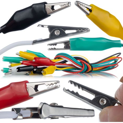 Set di Cavi di Misurazione con Morsetti a Coccodrillo – 10 Pezzi, 50cm  Alta Qualità, 5 Colori  Per Test Elettrici