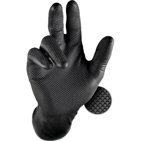 PIP Grippaz Skins 246 Guantes Nitrilo Reutilizables 6mil Textura Escama EN 388 4X43D EN ISO 374-1 Tipo B Caja 50 uds NegroMPack de 50M Negro Pack de 50