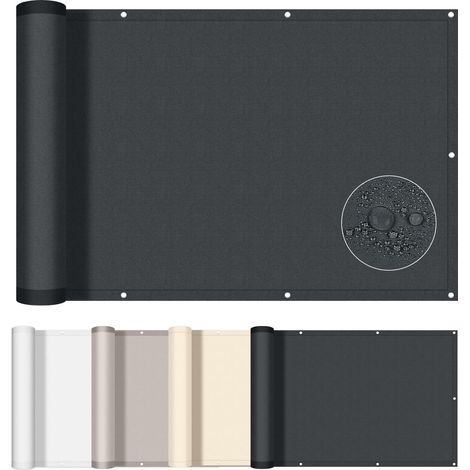 1 Brise Vue Balcon 90x500cm Imperméable Opaque Anthracite Protection UV Résistant Vent Pour Terrasse Jardin Extérieur