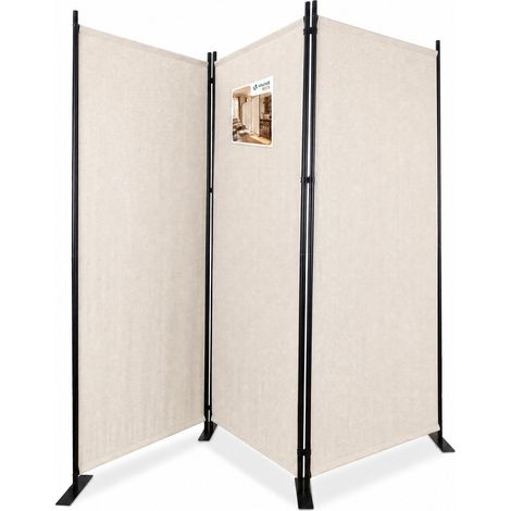 VOUNOT® Biombo de 3 Paneles Separador de Ambientes Plegable 262x30x173 cm Pantalla de Privacidad Beige