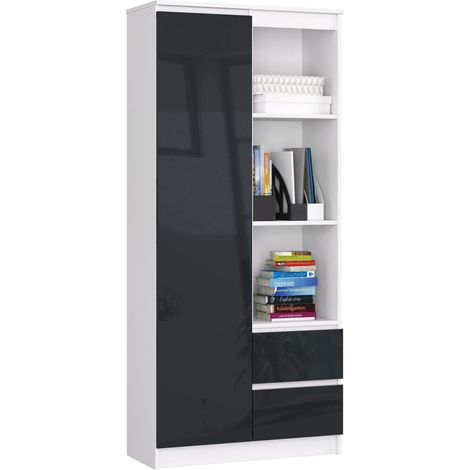 Table de chevet noire glamour avec pieds dorés, 54 × 59 × 39 (1/5)