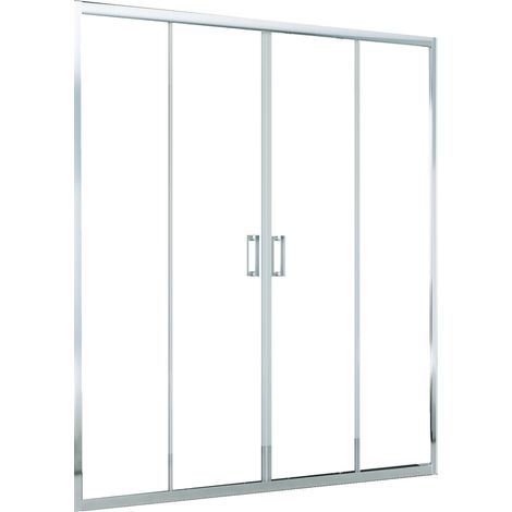 Porta Parete Doccia 140 cm 2 ante Scorrevoli Centrali in Cristallo Trasparente 6mm H195 Bonussi Tosca