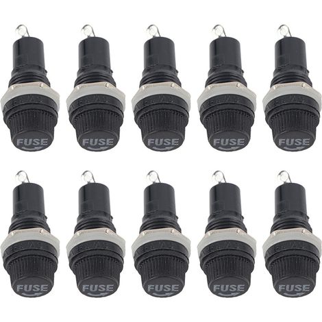 Lot de 10 porte-fusibles à vis pour montage sur panneau, pour fusibles à tube de verre de 5 x 20 mm (radio). (1/5)