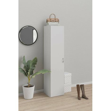 Dmora Armario de una puerta con tres estantes internos, color blanco, Medidas 39 x 175 x 41 cm, con embalaje reforzado (1/5)
