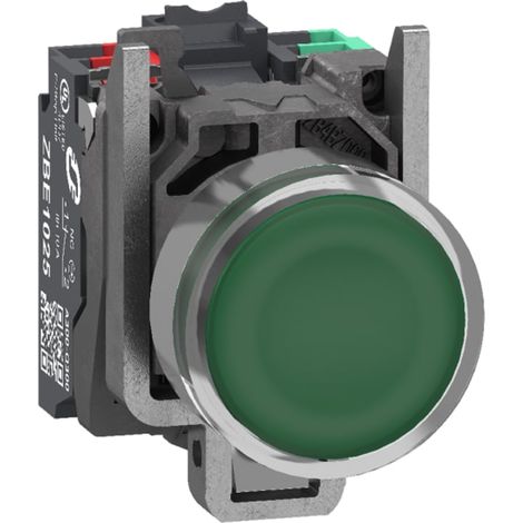 Poussoir lumineux LED vert 24VACDC 1F+1O Ø22 Push In - XB4BW33B55