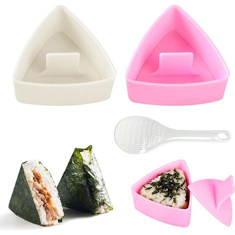 Onigiri Form - Molde Triangular para Arroz - Ideal para Bento, Comida Infantil y Cocina Casera - Set de 3 Piezas con Cuchara para Arroz (1/5)