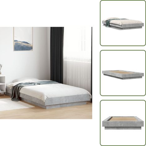 The Living Store Estructura de cama madera de ingeniería gris hormigón 90x190 cm - Estructura de cama