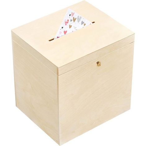 Boite Bois Enveloppes Naturel - CREATIVE DECO - Urne Mariage - Boite a Souvenirs Lettres (1/4)