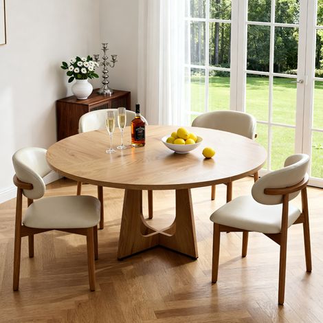 Conjunto comedor mesa redonda y 4 sillas MDF OKMYHOME (1/2)
