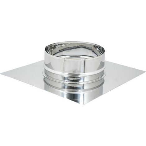 Base forata inox da 200x200mm a innesto m 80 - 180mm 6 decimi, diametro 180mm
