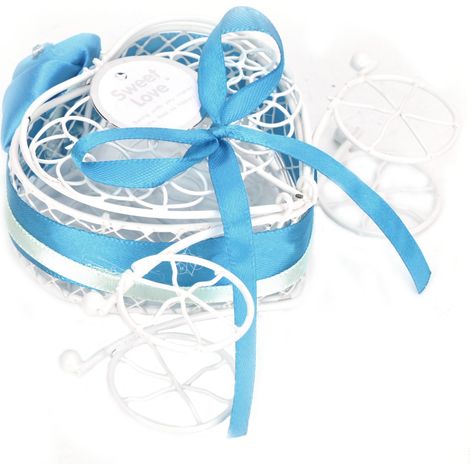 Boîte à bonbons en forme de cœur ajouré, mignonne, cadeau de mariage, de naissance ou de fête prénatale (bleue) (1/5)