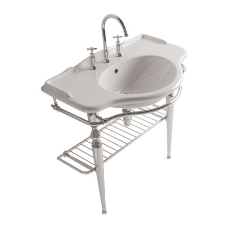 Struttura Paestum terra in ottone con lavabo cm. 90x56 bianco