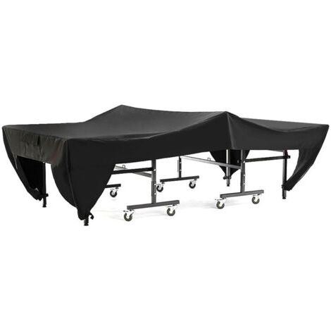 Tischabdeckung, Staubdichte Tischtennisplattenabdeckung für den Innenhof im Freien, Schwarz, 280 x 153 x 73 cm FLITI