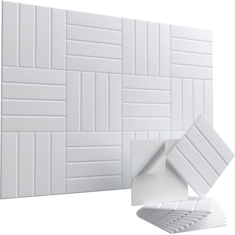 Set di 12 pannelli acustici autoadesivi – Pannelli murali fonoassorbenti ad alta densità 30 x 30 cm per la riduzione del rumore e dell'eco, bianchi (1/5)
