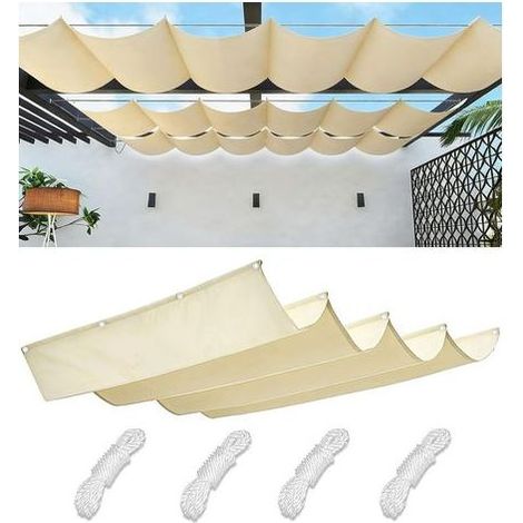 Ombra panno retrattile waterproof onda multicolore, 1,2 x 3 m, protezione UV, per il giardino, la terrazza o il balcone, il colore della sabbia. (1/5)