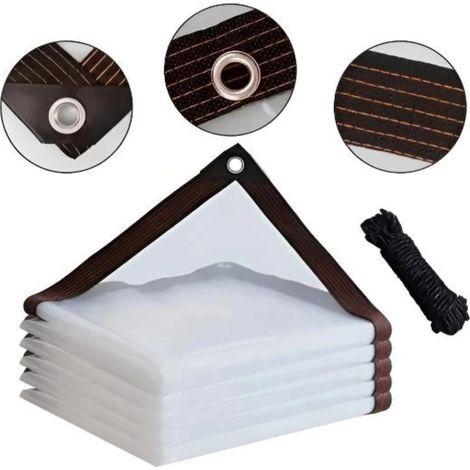 Lona protectora de PVC transparente - bordes reforzados, borde de película plástica perforada - cubierta protectora para terraza - 2 x 3 metros (1/5)