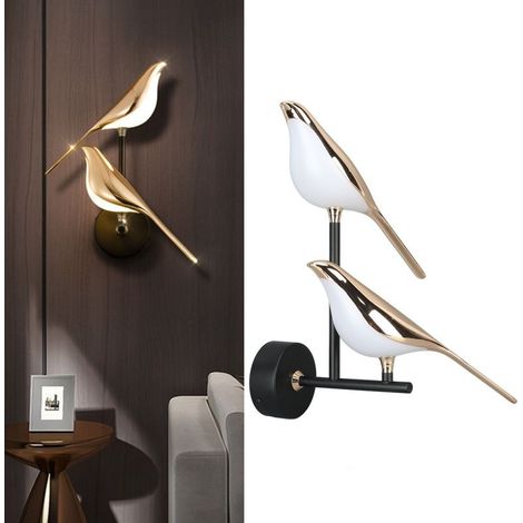 Applique murale LED oiseau 4500K Lumière naturelle Aluminium et fer 38x28cm Installation facile pour salon et chambre (1/5)