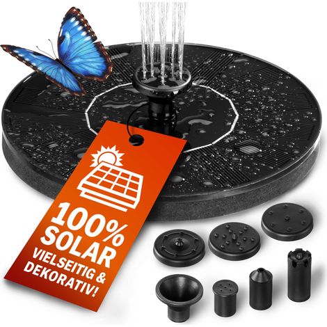 GARDEBRUK® Solar Springbrunnen 7 Effekte 180L/h Solarpanel 160mm 1,4 Watt Garten Wasserspiel Gartenbrunnen Wasserpumpe Teichpumpe Solarbrunnen Fontäne (1/5)