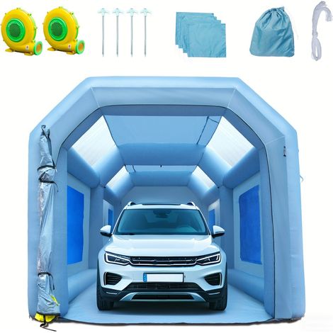 Cabine de Peinture Gonflable 6x3x2,5 m Tente Peinture Gonflable Automobile en Tissu Oxford 210D avec Système de Filtration 2 Souffleurs Station de Travail pour Pose de Peinture Atelier Garage (1/5)