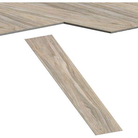 Froadp 2,5m² Selbstklebende PVC-Bodenbelag Vinylboden Tapete Holzoptik Klebefolie Zuschneidbar Bodenfliesen 18 Stück Vinyl-Fußböden Set (Eiche Hell) (1/5)