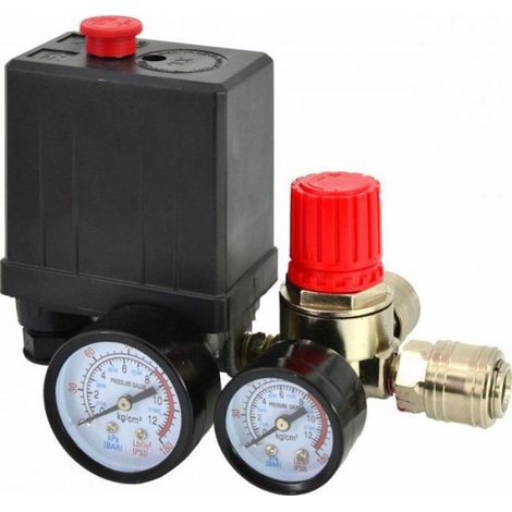 Pressostat Compresseur - 230 V - 2 Entrées 1/4 Pouces - Pour Systèmes Pneumatiques - 1 Pièce