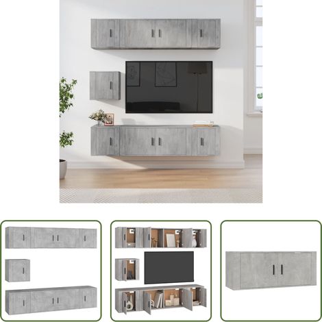 vidaXL Meuble tv bois d'ingénierie -  Ensemble de meubles TV 7 pcs Gris béton Bois d'ingénierie (1/5)