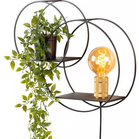 Applique con mensola CIRCLE nero/oro E27 40W Lucide (1/5)