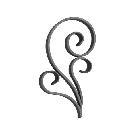 Riccio triplo saldato con finitura liscia-- Altezza 220mm Larghezza 110mm Piatto 16x8mm - Ferro battuto - Saldatura
