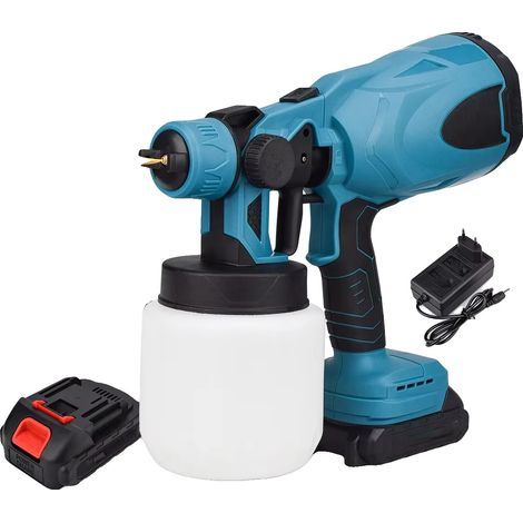 Pistolet à peinture électrique sans fil, capacité de 800 mL, plusieurs motifs de pulvérisation, Avec 1XBattery (1/2)
