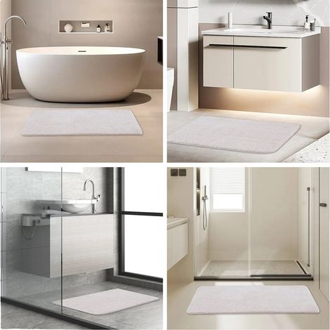 Alfombrilla de baño ultra absorbente, antideslizante, color beige/60120cm (1/2)