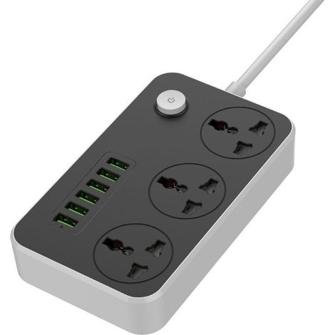 Multiprise multifonctionnelle avec ports USB, conforme aux normes britanniques et européennes, avec interrupteur (1/2)
