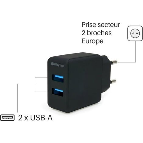 Chargeur Mural USB - 2 Ports USB-A - 5 V 2,1 A - Prise Européenne 2 Broches - Compatible Smartphone Tablette Ordinateur Portable - Lot de 3 (1/5)